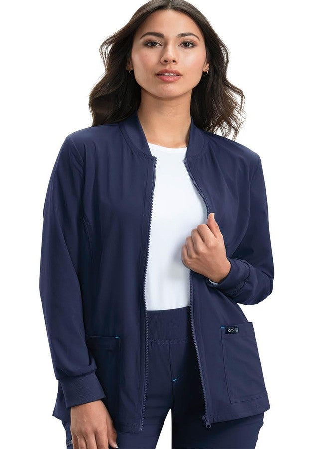 KOI Basics Andrea Women's 4-Pocket Stretch Jacket Navy Small - Image 2